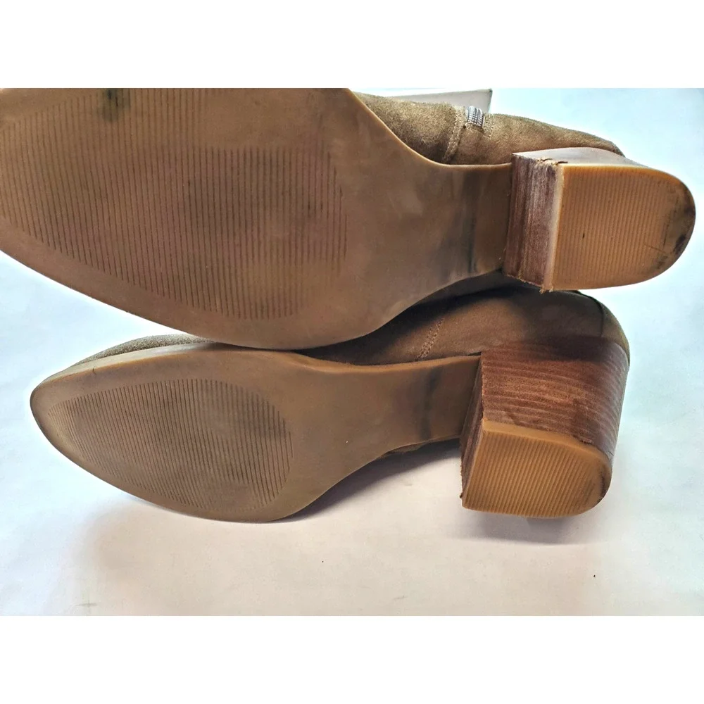 Steve Madden Ankle Boots Womens 11 Brown Faander Side Zip Block‎ Heels Suede
